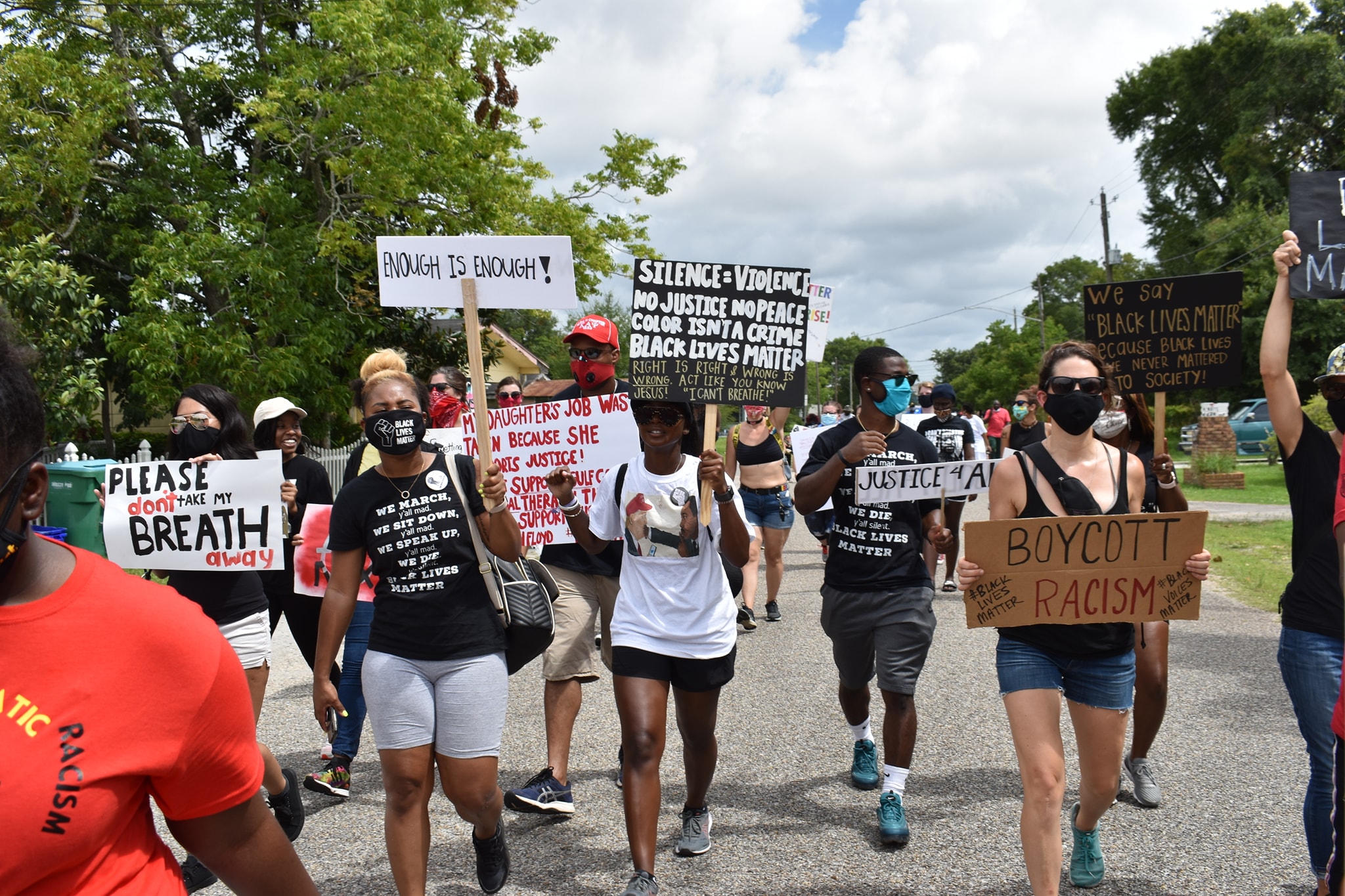 A group of protestors marching
